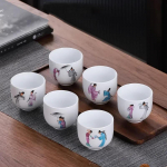 6 tk Hiina keraamiline teetassi komplekt Valge portselan Pu'er Meistertass Butiik teekausid Majapidamistarbed Teekomplekti tarvikud 6x5cm  80ml