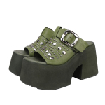 Johnature Ehtne Nahk Paks Tald Super K&otilde;rged Kontsad Sussid K&otilde;rgust Suurendavad Moodsad Neetidega Naiste Kingad 37 roheline