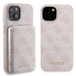 Guess Gubpm5P15S4Gemgp iPhone15 6.1 K&otilde;va&uuml;mbris + Powerbank 5000mAh Magsafe Roosa/Pink 4G Metallist Logo Komplekt