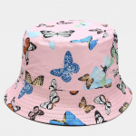 Kahe poolega Mehed Naised Kokkupandav liblikasprint Fisherman Hat P&auml;ikesek&uuml;bar &auml;mbrikork One size roosa