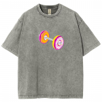 Multikas Kolju Prindiga T-s&auml;rk Pestaud Vintaaž &Uuml;mar kaelus L&uuml;hikeste varrukatega High Street Trend T-s&auml;rgid Suvi 3XL