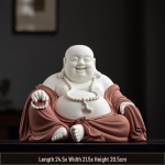 K&auml;sitsi valmistatud keraamiline Maitreya Buddha figuur suure k&otilde;huga: &Otilde;nnelik naerev Buddha rikkuse ja kodu kaunistamiseks