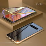 360&deg; T&auml;ielik Kaitse Metallist Magnetiline Telefoni&uuml;mbris Samsung S25 Ultra S22 S23 S24 Ultra Plus A55 jaoks Kahepoolse Klaasiga P&otilde;rkeraua Kate For Galaxy S25 kuld