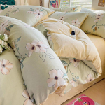 Voodipesu Neljaosaline Komplekt Tr&uuml;kitud Nahas&otilde;bralik Vesi-pesu Lehed Tekikott Padjap&uuml;&uuml;ride Komplekt 1.2m bed