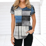 Retro naiste T-s&auml;rk Ruudulise tr&uuml;kiga T-s&auml;rgid Patchwork Riided O kaelusega L&uuml;hikeste varrukatega pluus Suurem&otilde;&otilde;tmelised naiste topid Naiste Harajuku s&auml;rk M