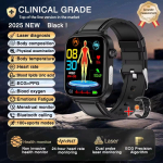 2025 Uus EKG+PPG AI Tervise Diagnostika Nutikell Meestele Naistele Kell Verelipiidid Verer&otilde;hk Kusihappe S&uuml;dame l&ouml;&ouml;gisageduse J&auml;lgija Black-Leather black