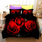 3D Roosidega Voodipesukomplektid Tekikott Padjap&uuml;&uuml;riga Twin Full Queen King Voodiriided Voodipesu 70x133cm 2pcs red