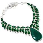 Emerald(Simulated) Diopside 925 Sterling Silver Necklace 18 g4s24