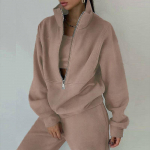 Naiste kaheosaline kapuutsiga fliisist spordi t&auml;navamoe vabaaja komplekt naistele XL khaki