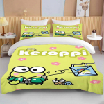 10 suurust Sanrio Keroppi tr&uuml;kitud voodipesukomplekt Laste multikas-anime tekikott tekk padjap&uuml;&uuml;r Poisid T&uuml;drukud Lapsed T&auml;iskasvanud Kuningas Kingitus EU Single 135x200cm
