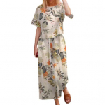 2 tk/komplekt Naiste T-s&auml;rk P&uuml;ksid &Uuml;likond O Kaelus L&uuml;hikeste Varrukatega Tr&uuml;kitud Lahtine &uuml;laosa k&otilde;rge elastne v&ouml;&ouml;koht laia s&auml;&auml;rega &uuml;heksandad p&uuml;ksid Casual Daily Wear top p&uuml;kste komplekt S