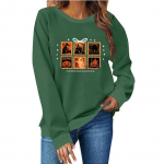 Naiste Mood Vabaaja Tr&uuml;kiga Vabaaja Pikkade Varrukatega &Uuml;mara Kaelusega Pusakleit XL roheline