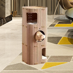 3 Storey Cat Bed Cave House Easy to Assembly Enclosed Covered Tunnel Condo with Hanging Ball kaamel