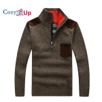 Cozy Up talvine meeste kilpkonnaga kampsun, pool lukuga fliis, kootud villane pullover pikkade varrukatega tasku vabaaja paksud meeste riided s&uuml;giseks XXXL kohv