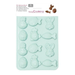 Moule silicone - SCRAPCOOKING - Chococat de P&acirc;ques - 12 empreintes de 6 formes diff&eacute;rentes - 20.4x14.4x1cm
