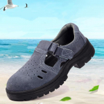 meeste vabaaja hingavad terasest varbakaitsega t&ouml;&ouml;ohutuskingad t&ouml;&ouml;taja suvine turvajalats pehmest nahast sandaalid turvajalatsid kaitse 230 tumehall v&auml;rv