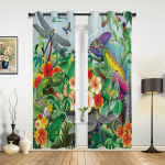 Rohelised Lehed Džunglitaime Loodus Hall Kardinad Elutuppa K&ouml;&ouml;ki Poisi T&uuml;druku Magamistuppa Pika Akna Kardin Cortinas Kodu Kaunistus 70W x 100H(cm) x2
