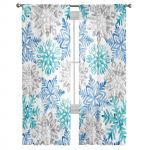 J&otilde;ulud sinised rohelised lumehelbed elutuba l&auml;bipaistev t&uuml;ll aken kardin Magamistuba k&ouml;&ouml;gi sisustus loor eesriided kardinad 135W x 114H(cm)