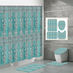 4TK Du&scaron;ikardinakomplektid Du&scaron;ikardina ja Vaipadega WC-kaane Vaip U-kujuline Matt ja Vannimatt Vannitoakomplekt 12 Konksuga One Size