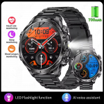 2025 Uus Nutikell Taskulamp 1,9-tolline Meeste V&auml;lisspordi Fitnessi J&auml;lgija 700 mAh Suur Aku BT Helistamine LED Valgus Nutikell Steel Belt must