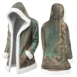 Unisex Vabaaja ja Moodne Pl&uuml;&uuml;sist Kraega Kapuutsiga Pikkade Varrukatega Lilleline Gradiendiga Prindiga Jakk S must