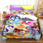 My Little Pony Voodipesukomplektid Tekk Tekikott Voodikate Tekikott Padjap&uuml;&uuml;r 2-3 Osaline Komplekt Laste T&auml;iskasvanute Suurus Kodu Dekoor EU Single 135x200cm