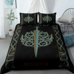Viiking Keltide Tekikoti Komplekt Skandinaavia Kultuur Yggdrasil Fenrir Voodipesu Komplekt Muistne M&uuml;toloogia Religioon Tekikate Kuningas T&auml;is AU Single 140x210cm