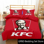 3D prinditud toit KFC logo voodipesukomplekt topelt &uuml;heinimesevoodi king suurus tekikate tekk padjap&uuml;&uuml;r poistele t&uuml;drukutele t&auml;iskasvanutele magamistuba 70x133cm