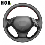 DIY Black Hand-stitched Artificial Leather Car Steering Wheel Cover For Toyota Izoa 2018 C-HR CHR 2016- car Accessories Gray Thread