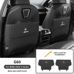-2tk Autotooli Seljatoe Kaitsmed BMW 5. seeriale G60 2024 2025 PU Nahast L&ouml;&ouml;givastased Matid Mustusevastased Padjad Hoiustustarvikutega Half Cover Black