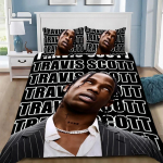 R&auml;ppar T-Travis Scott Jack Voodipesukomplekt R&auml;ppar Tekikate Padjap&uuml;&uuml;r T&auml;iskasvanud Poiss T&uuml;druk Magamistoa Kaunistus Lapsed &Uuml;hekohaline Kahekohaline EU Single(135*200cm)3pcs