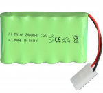 7.2V 2400mAh NiMH laetav aku Tamiya KET 2P pistikuga ja USB-kaabliga &ndash; 6-elemendiline AA-pakett RC-autodele, veoautodele roheline