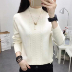 Ka&scaron;miirkampsunid Mood S&uuml;gis Talv Soe Villane Pehme Pikkade Varrukatega Kampsun Džemprid Naistele Paks Lahtine Elastsus Kilpkaelusega Pullovers Kootud Top XXL valge