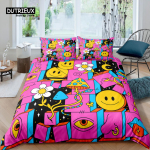 Kodu elamine Luksuslik 3D Doodle Romb Voodipesukomplekt Naerupildiga Tekikott Padjap&uuml;&uuml;r Queen ja King EU/US/AU/UK Suurus Tekk Voodipesu EU Single(135*200cm)3pcs