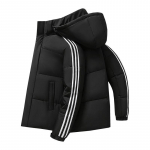 Adidas Unisex kolme triibuga kapuutsiga p&uuml;stjope - Trendikas talvemantel L must