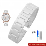 Kvaliteetne keraamiline kellarihm Rossini Guess Ebo Watch King terasest kellarihma k&auml;ev&otilde;ru jaoks 16 18mm 14mm valge