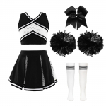 T&uuml;drukute Cheerleading Tantsukomplekt Litritega Ristl&otilde;ikeline V-kaelusega L&uuml;hike Topp Volditud Seelik Tarvikutega 3-4 Years