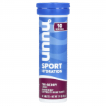 Nuun, Sport Hydration, elektrol&uuml;&uuml;tide kihisev jook, tri-marja, 10 tabletti