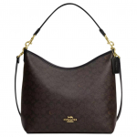 Coach Laurel 36 Logoga T&otilde;mblukuga Sulgemisega Kunstnahast Crossbody &Otilde;lakott Suur Naiste kott P&auml;hklipruun Must CY685-IMXAQ Basic Set (Bag+Dust Bag)