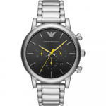 Emporio Armani Luigi Must Metall H&otilde;bedane Meeste Kvarts Kronograaf K&auml;ekell AR11324 must