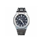 CASIO Meeste vedelkristall, analoog-digitaalne topeltn&auml;iduga seeria 44mm must kell GA-2100-1A(Vaata 3--) Silver Steel Blade gray