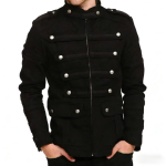 Meeste Must Gooti Steampunk S&otilde;jav&auml;e B&auml;ndi Jakk Large must