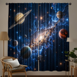 2-osaline ruumiteemaline sinine galaktika rullkardin pol&uuml;ester teemaline kardin astronaut planeedid disain valgust filtreeriv kardin W100*H160(CM)-Hooks&2PCS