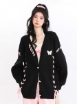 Aprikoosi Suured kampsunid jakid Naiste riided Vintage Korea kudumine sidemega kampsun Pull Femme Preppy stiilis mantlid S must