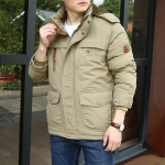 Suur taskuga meeste talvejope fliisvoodriga, v&auml;listingimustes parka mantel kapuutsiga, tuulekindel, paks, soe pealisr&otilde;ivas M khaki