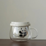 330ml Hiina k&auml;simaalitud panda keraamiline teetass Kruus Teega vee eraldav klaasist teetass s&otilde;elaga K&auml;sitsi valmistatud kodune teet&ouml;&ouml;riist 12.5x8.7cm 330ml