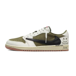 Travis Scott x Jordan Air Jordan 1 Graffitiroheline Oliivipruun Kulumiskindel Hingav Madalad Vintage Korvpallijalatsid DZ4137-700(Team1510-) 35.5