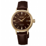 SEIKO Presage seeria 50 meetrit veekindel antimagnetiline kuup&auml;evan&auml;idik Automaatne veisenahast rihm 30,3 mm naiste k&auml;ekell pruun sihverplaat SRRW008 kuld