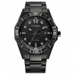 CITIZEN Eco-Drive Seeria 100 Meetrit Veekindel P&auml;ikeseenergia Kvarts Terasest Rihm 42mm Meeste K&auml;ekell Must T&auml;hik AW1855-52E must