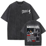 Popi kuningas Michael Jackson Albumikaane T-s&auml;rk Mehed Naised Mood Klassikaline Lahe T-s&auml;rk Vabaaja Vintage Pesu T-s&auml;rgid Streetwear M gray